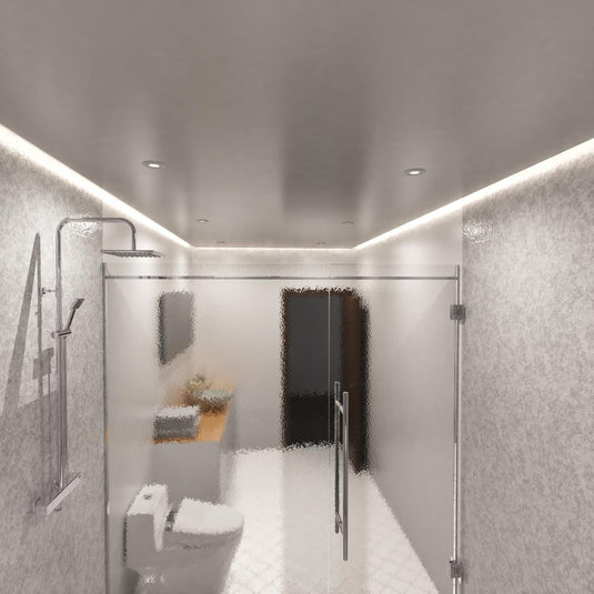 Bathroom lit by natural white COB strip