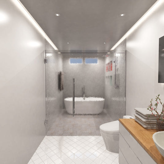 Bathroom with natural white strip lighting
