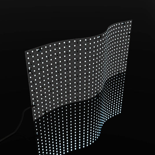 Side view of a lit cool white LED sheet