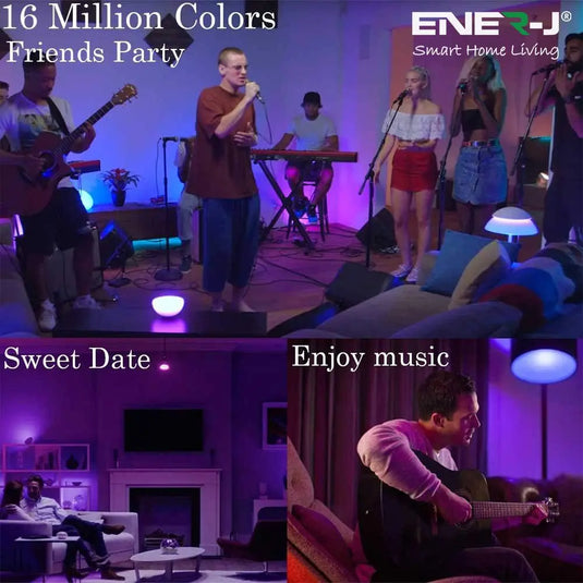 Smart GU10 LED Bulb, RGB+W , Colour Changing showcasing every ambient lighting possibilities