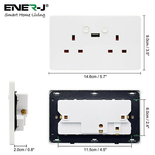 Dimensions of the smart double socket