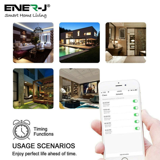 Phone app showing timer schedules for rooms around the home