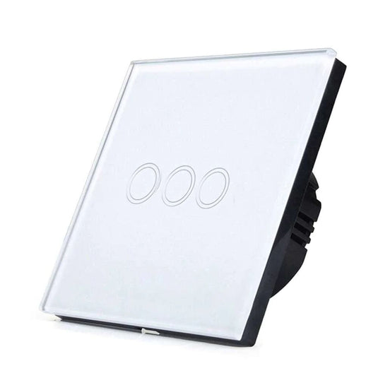 3 gang smart WiFi touch switch with white glass panel
