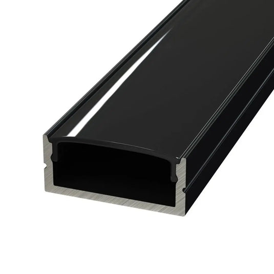 Black Aluminium Surface Mounted Profile, With Cover without the end caps and led strip