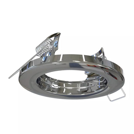 Recessed GU10 Spot Light in Chrome Finish side shot of bezel