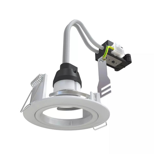 Full shot of Fixed, GU10, Die Cast Downlight White Bezel