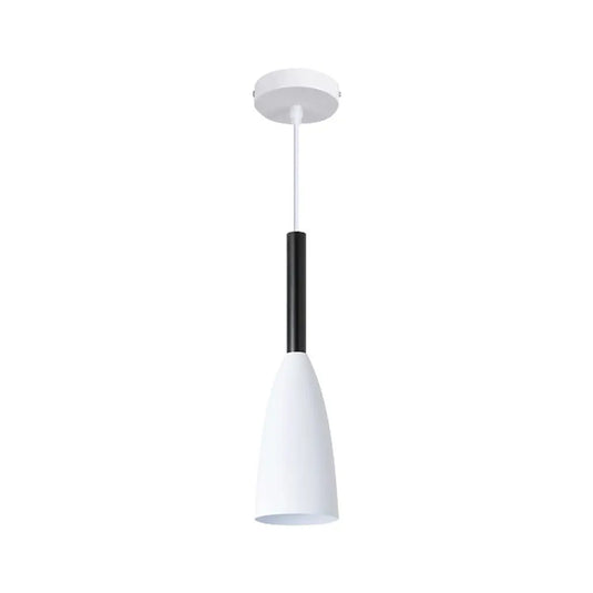 White, E27 Pendant Light, Cone Shaped, 1m Cable
