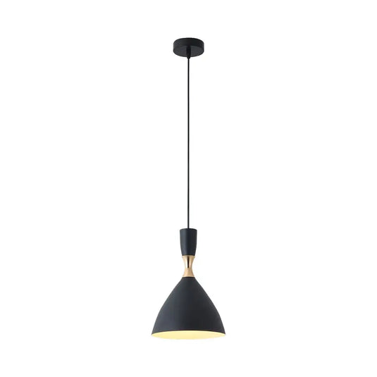 Black Hanging Pendant Light, E27 With Gold Inner