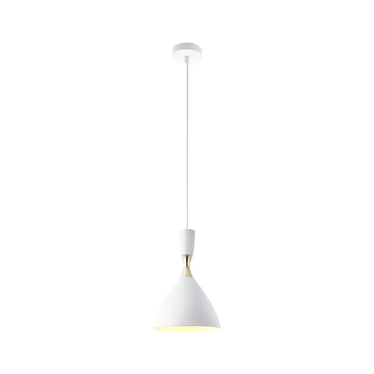 White, E27 Hanging Pendant Light - With Gold Inner