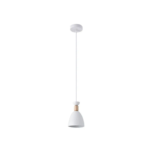 White, Pendant Light With Wood Accent, E27