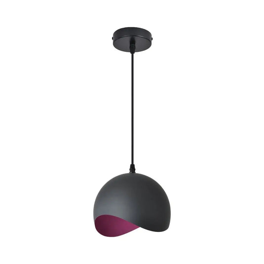 Black Half Sphere LED Pendant Light With a Purple Lining