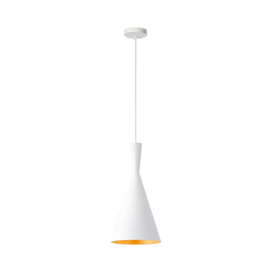 White, Conical Ceiling Pendant, E27
