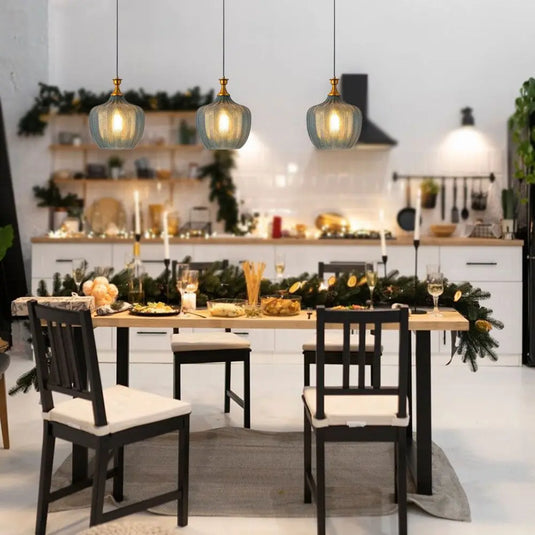 Glass E27 Hanging Pendant Light in a dining table setting