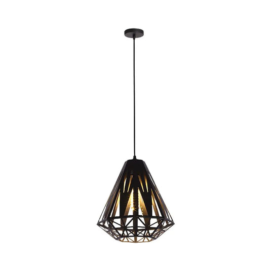 Black, Pendant Light In Black - Cage Design