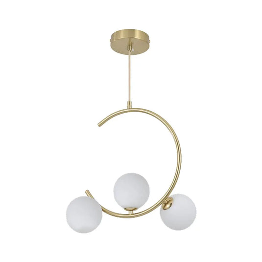 Crescent Shaped Pendant Light with Three Glass Spheres