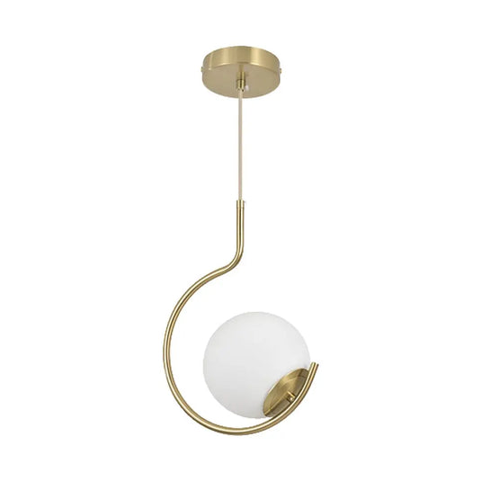Hook Shaped Pendant Light with a Glass Sphere