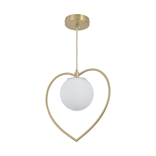 Heart Shaped Pendant Light with a Glass Sphere