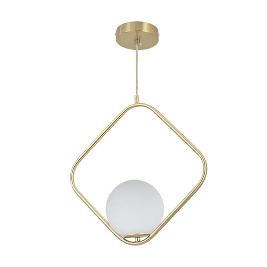 Diamond Shaped Pendant Light with a Glass Sphere, E27