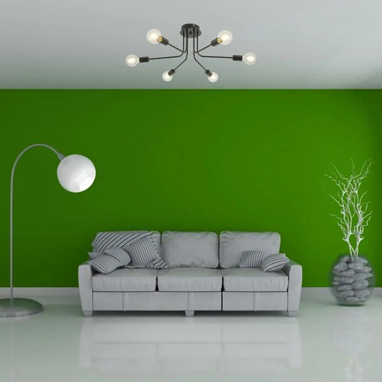 Black 6 Light Ceiling Pendant, living room setting