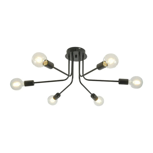 Black 6 Light Ceiling Pendant, E27