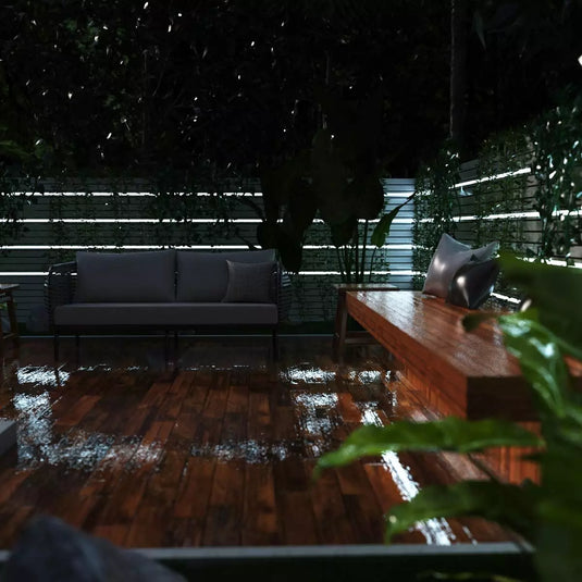 patio with cool white LED tape