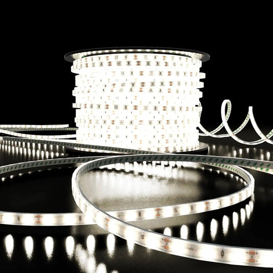 LED Tape, IP65 Natural White in a roll turned on