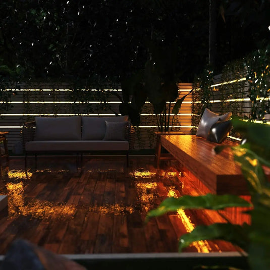 LED Tape, IP65 Warm White outdoor patio lighting setting