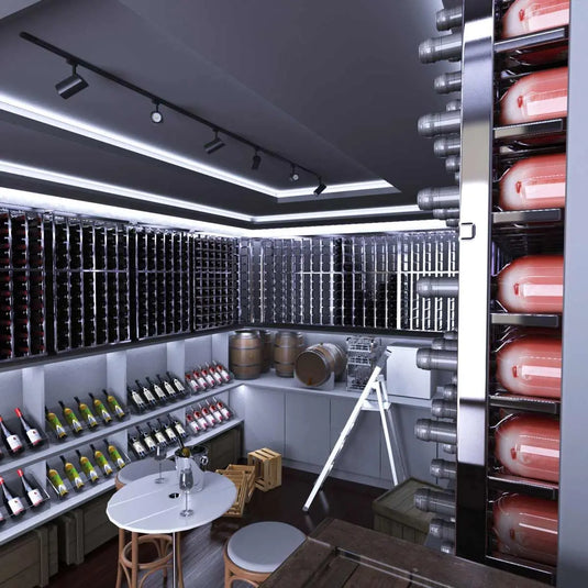 LED Tape, Cool White in wine cellar setting full view shot