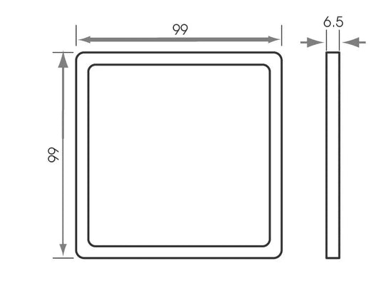 Diagram with the square cabinet light dimensions