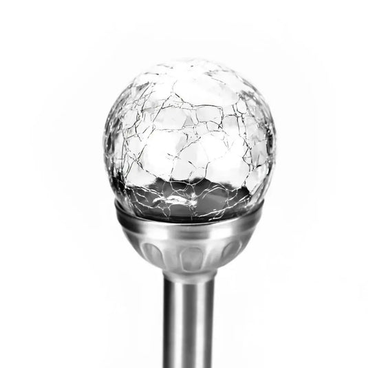 Sydney White LED Solar Crackle Ball Stake Light close up shot