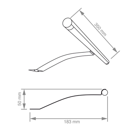 Dimension drawing of the T-bar over cabinet light
