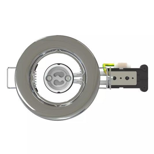 Recessed GU10 Spot Light in Chrome Finish front facing without bulb