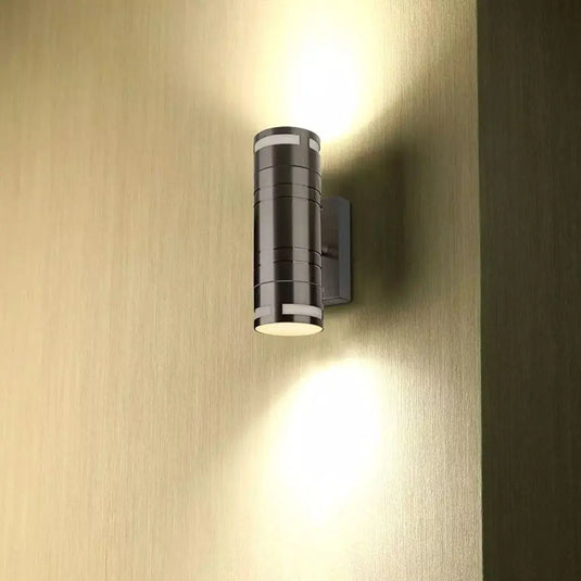 Twin GU10 Wall Light Fitting, Stainless Steel, IP44 Up/Down mounted on the wall