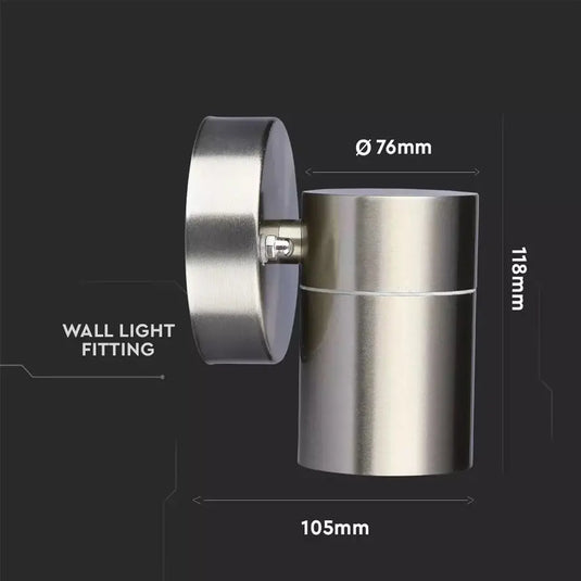 GU10 Wall Light Fitting, IP44, Stainless Steel Body dimensions