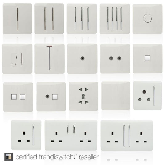 Matching white switches and sockets from the range