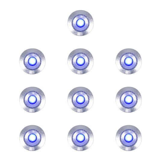 ten round decking lights with blue light