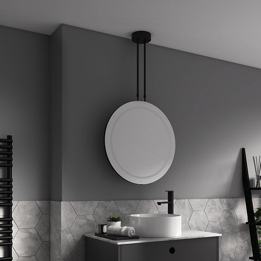 hanging round LED mirror
