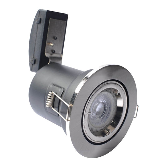 side view tilt brushed chrome fire-rated downlight