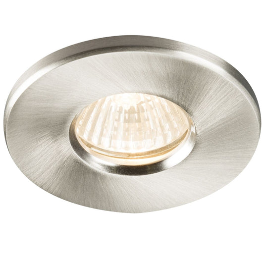 IP65 bathroom downlight in brushed chrome with warm white light
