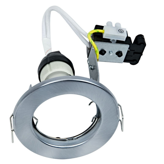 side of a recessed downlight in brushed chrome finish
