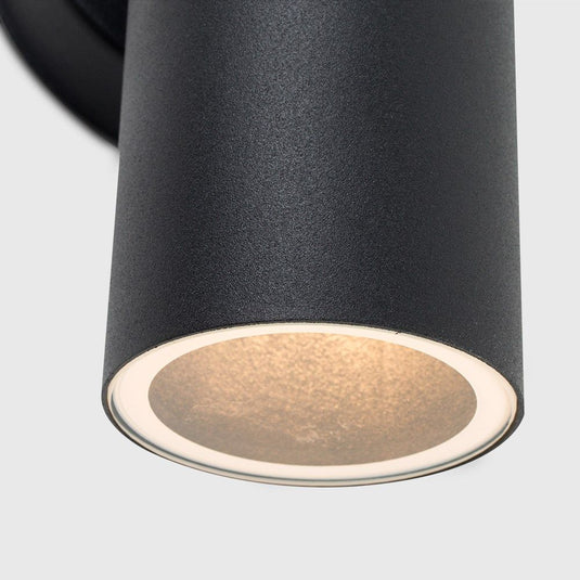 close up of a black twin wall light