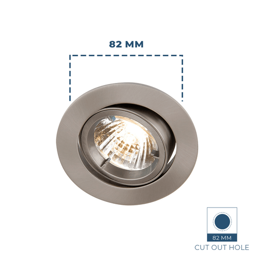 brushed chrome tilt downlight with measurements