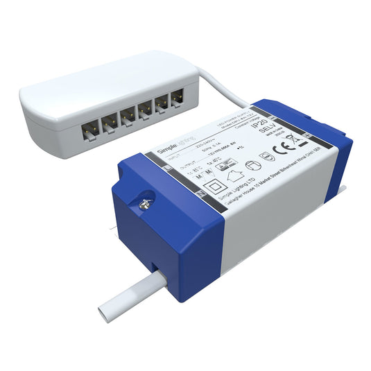 Side shot of an LED driver with 6-way distributor