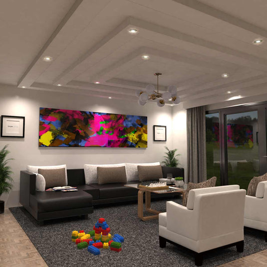 living room with a fire-rated downlight in natural white light