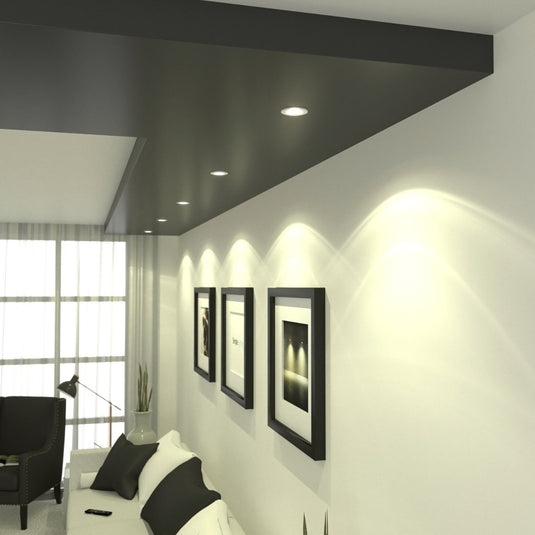 downlights mounted on the ceiling with warm white lights