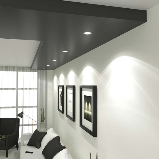 downlights mounted on the ceiling with natural white lights