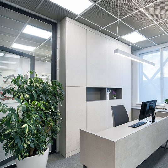 office with square LED panels