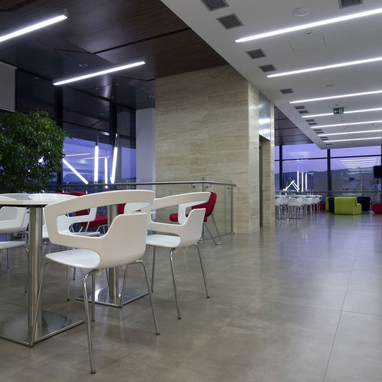 cafeteria with 5ft T8 tube lights