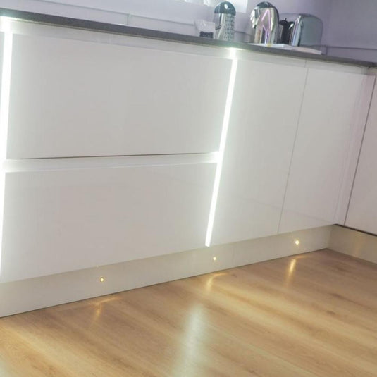 plinth lights on a kitchen kickboard
