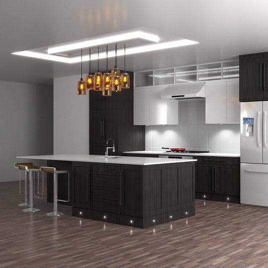 kitchen with plinth lights in natural white light